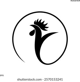 Rooster logo. Isolated rooster on white background