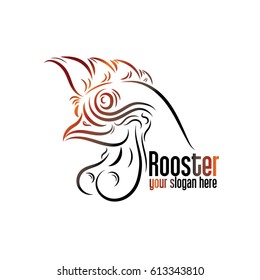 Rooster logo line art vector isolated on white