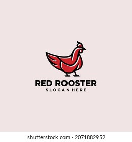 Rooster logo with line concept, chicken mascot, chicken farm, pet chicken vector illustration	