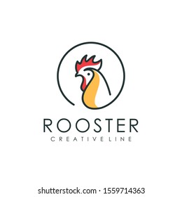 Rooster logo line, illustration of animal shape with outline style