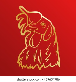 Rooster logo mascot. rooster head vector illustration foil
