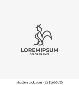 Rooster logo monoline art design vector