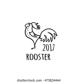 Rooster Logo template. 2017 vector illustration. Oriental zodiac symbol.