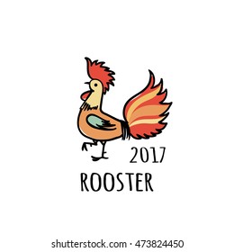 Rooster Logo template. 2017 vector illustration. Oriental zodiac symbol.
