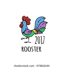 Rooster Logo template. 2017 vector illustration. Oriental zodiac symbol.