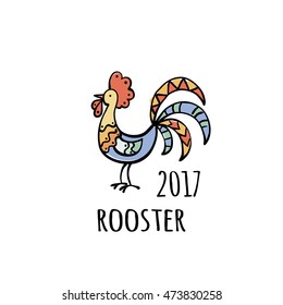 Rooster Logo template. 2017 vector illustration. Oriental zodiac symbol.