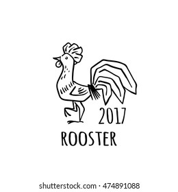 Rooster Logo template. 2017 vector illustration. Oriental zodiac symbol.