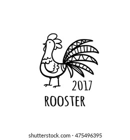 Rooster Logo template. 2017 vector illustration. Oriental zodiac symbol.