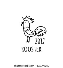 Rooster Logo template. 2017 vector illustration. Oriental zodiac symbol.