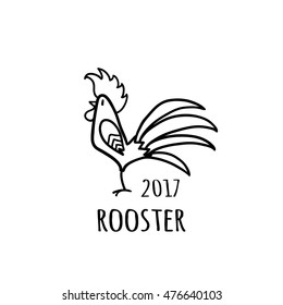 Rooster Logo template. 2017 vector illustration. Oriental zodiac symbol.