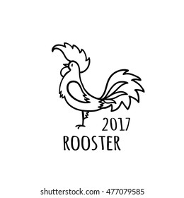 Rooster Logo template. 2017 vector illustration. Oriental zodiac symbol.