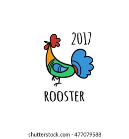 Rooster Logo template. 2017 vector illustration. Oriental zodiac symbol.