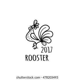 Rooster Logo template. 2017 vector illustration. Oriental zodiac symbol.