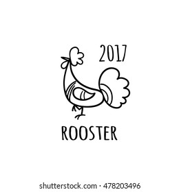 Rooster Logo template. 2017 vector illustration. Oriental zodiac symbol.