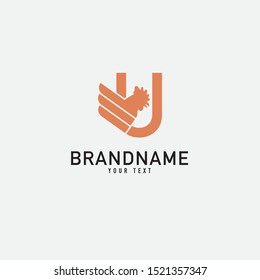 Rooster logo template, stylized vector symbol Design, on white background