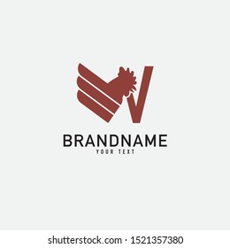 Rooster logo template, stylized vector symbol Design, on white background