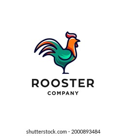 rooster logo vector design, chicken hen icon Illustration in line art style