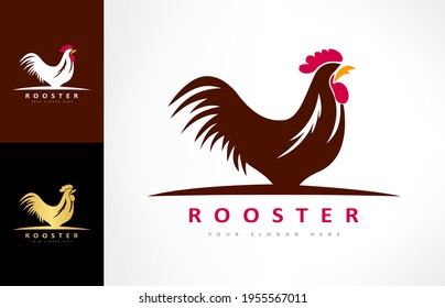 Rooster logo vector. Farm bird design.