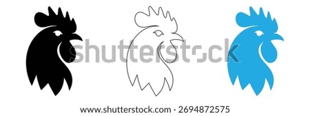 Rooster logo vector icon symbol illustration design.Rooster chicken cock.vector illustration,Rooster head logo set against white background,editable stroke,