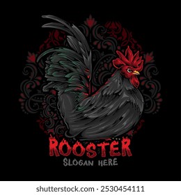 Rooster logo vector illustration. Emblem, Icon, Badge. chicken rooster premium logo. chicken farm