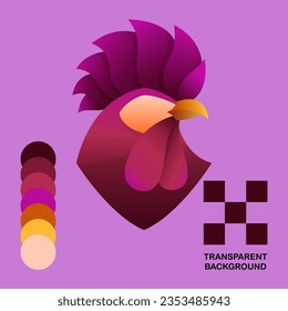 Rooster logo vector ilustration, gradation logo.