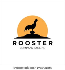 rooster logo vector vintage illustration design