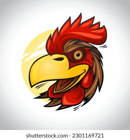 Rooster logotype emblem, vector rooster head symbol mockup