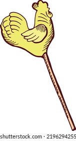 Doodle de langosta de gallo. Mano de caramelo divertida