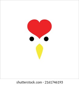 rooster love logo template. chicken sign and symbol vector illustration