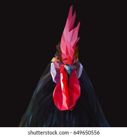 Rooster low poly design. Triangle vector illustration.