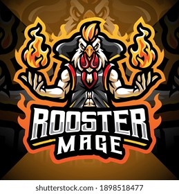 Rooster mage esport mascot logo design