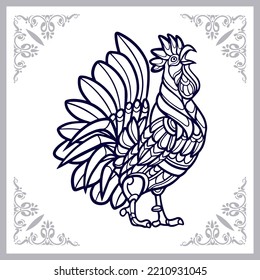 Rooster mandala arts isolated on white background