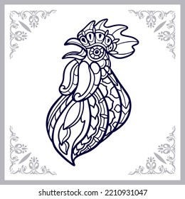 Rooster mandala arts isolated on white background