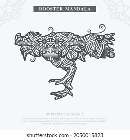 Rooster Mandala Vector. Vintage decorative elements. Oriental pattern, vector illustration.