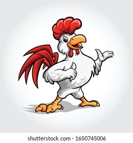 Carácter mascota de gallo. Ilustración de mascota de carácter vectorial de alta calidad. 