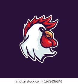 Rooster mascot e sport logo template 