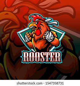 Rooster mascot esport logo design.