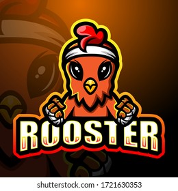 Rooster mascot esport logo design