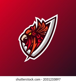 rooster mascot esport logo design