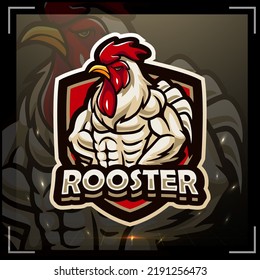 Rooster mascot. esport logo design
