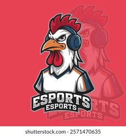 Rooster mascot esport logo design