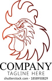Rooster mascot head, vector illustration