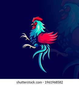 Rooster Mascot Logo Design Illustration Vector	