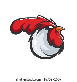 Rooster mascot logo design with modern illustration concept style for badge, emblem and t shirt printing. Angry chicken illustration for sport and e-sport team.