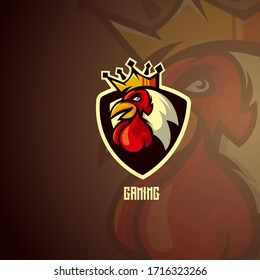 Rooster mascot logo design with modern illustration concept style for badge, emblem and t shirt printing. Angry rooster illustration for sport and e-sport team.
