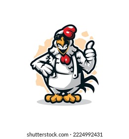 Rooster mascot logo design with modern illustration concept style for badge, emblem and t shirt printing. Smart rooster illustration.