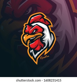 rooster mascot logo design vector with modern illustration concept style for badge, emblem and tshirt printing. angry rooster head illustration for sport team.