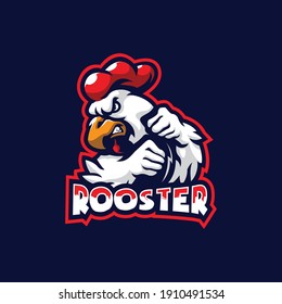 rooster mascot logo design vector with modern illustration concept style for badge, emblem and t shirt printing. angry rooster illustration.