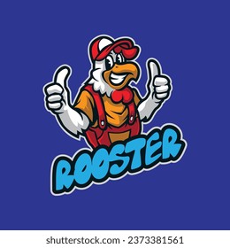Rooster mascot logo design vector with modern illustration concept style for badge, emblem and t shirt printing. Smart rooster illustration.