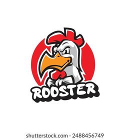 Rooster mascot logo design vector with modern illustration concept style for badge, emblem and t shirt printing. Rooster head illustration.